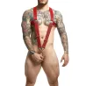 MOB Eroticwear Harnais élastique et Cockring Crossback Dngeon Rouge